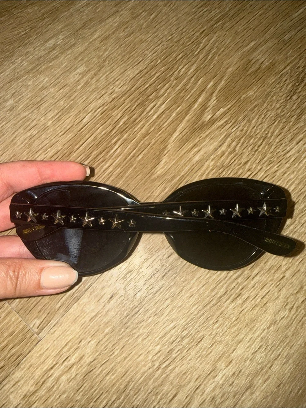 Jimmy Choo Black Round Sunglasses with Star Studs